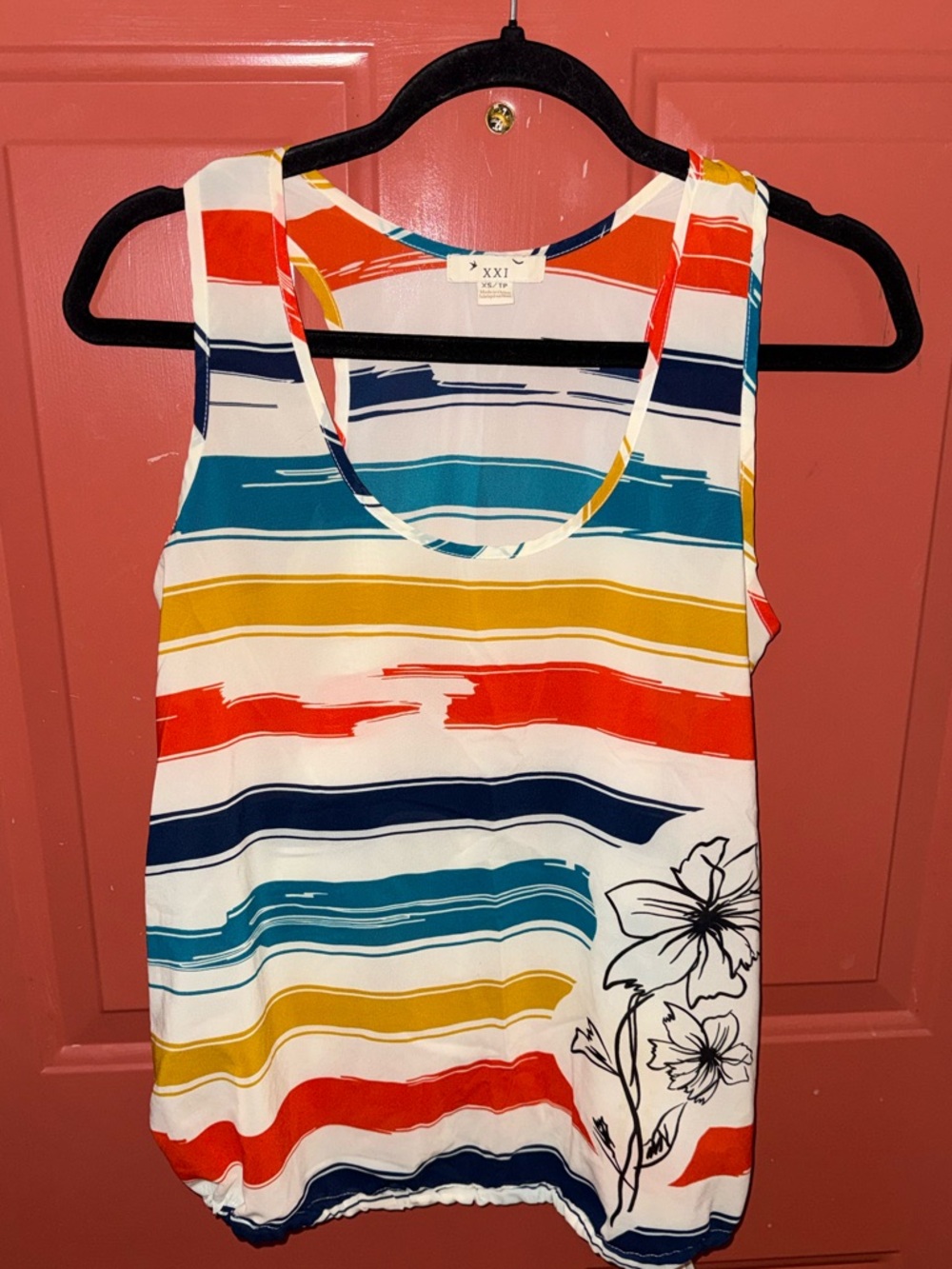 Striped Multicolor Tank Top with Floral Accent - Women's forever 21